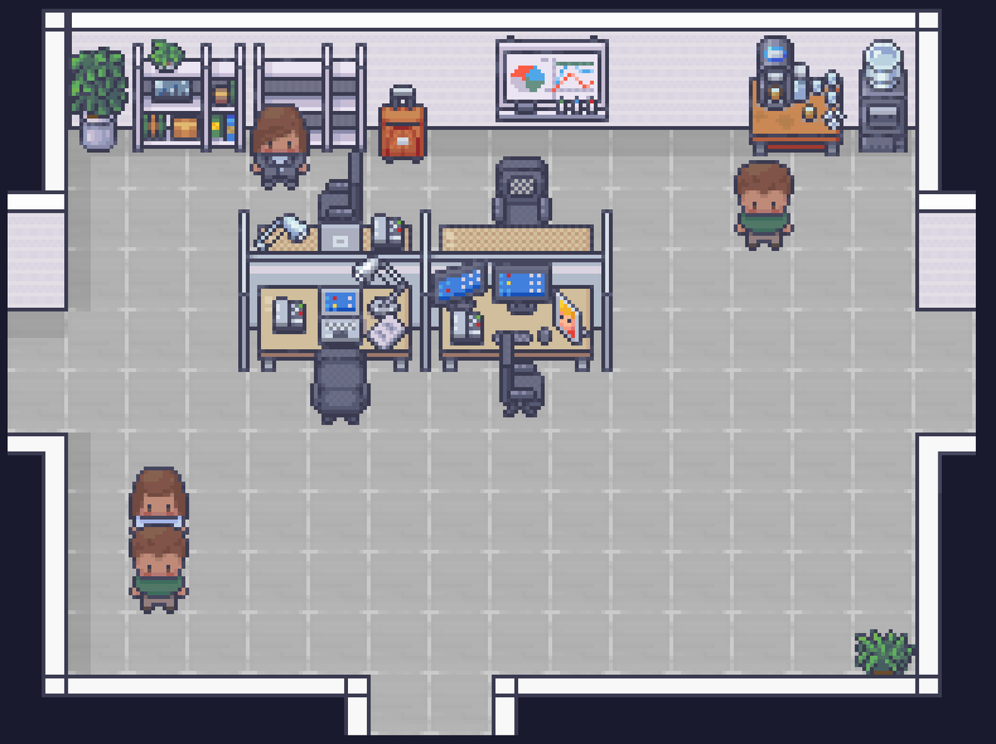 The main office, three players in it